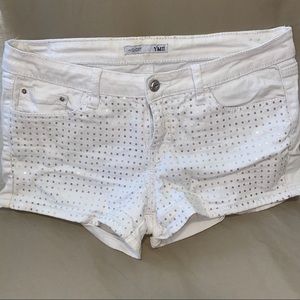 YMI White Sequin Front Shorts